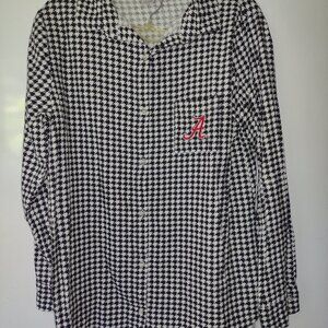 Women’s Alabama Crimson Tide Black Houndstooth Button Down Flannel Shirt